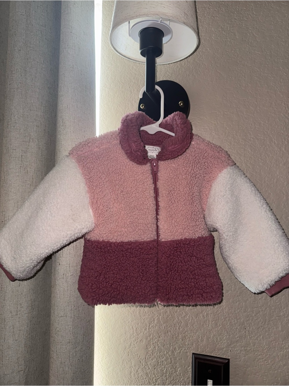 Colorblock Sherpa Jacket - Pink & Burgundy